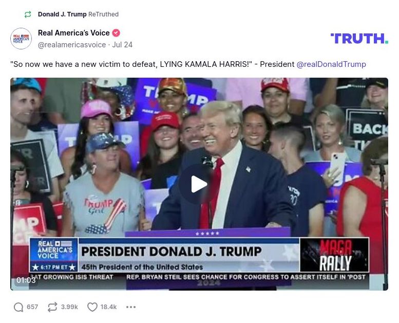 Post image from Donald Trump