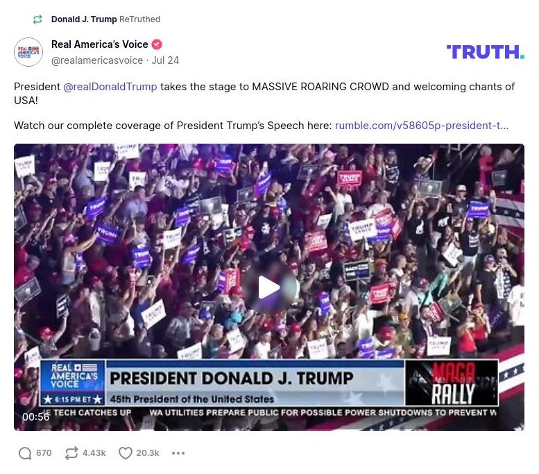 Post image from Donald Trump