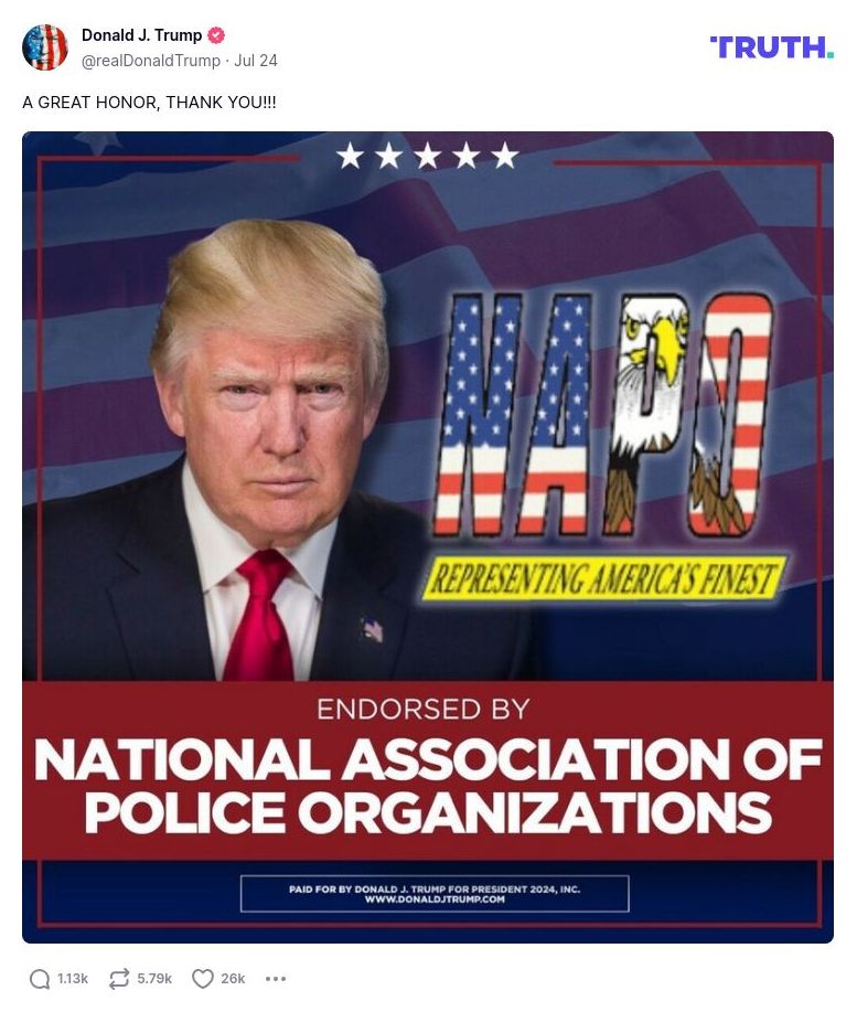 Post image from Donald Trump