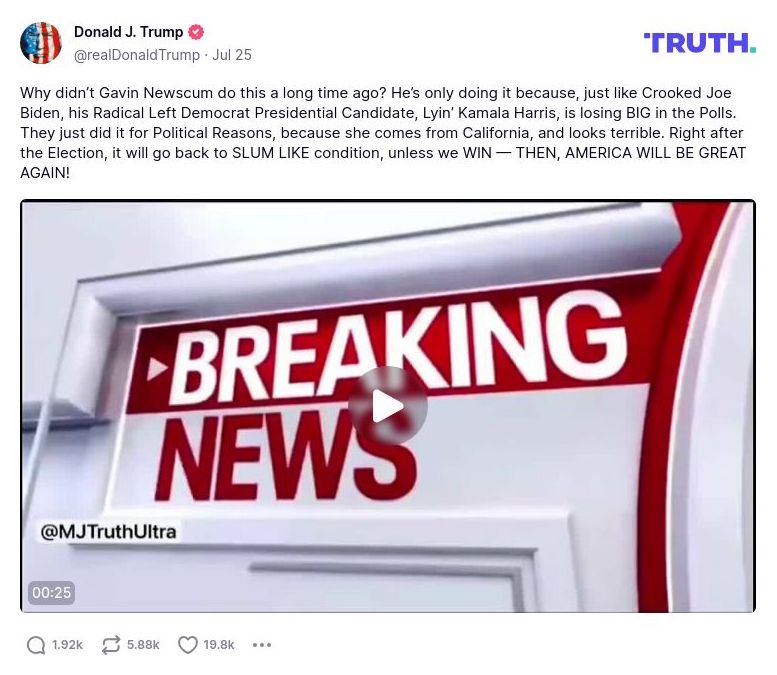 Post preview from Donald Trump