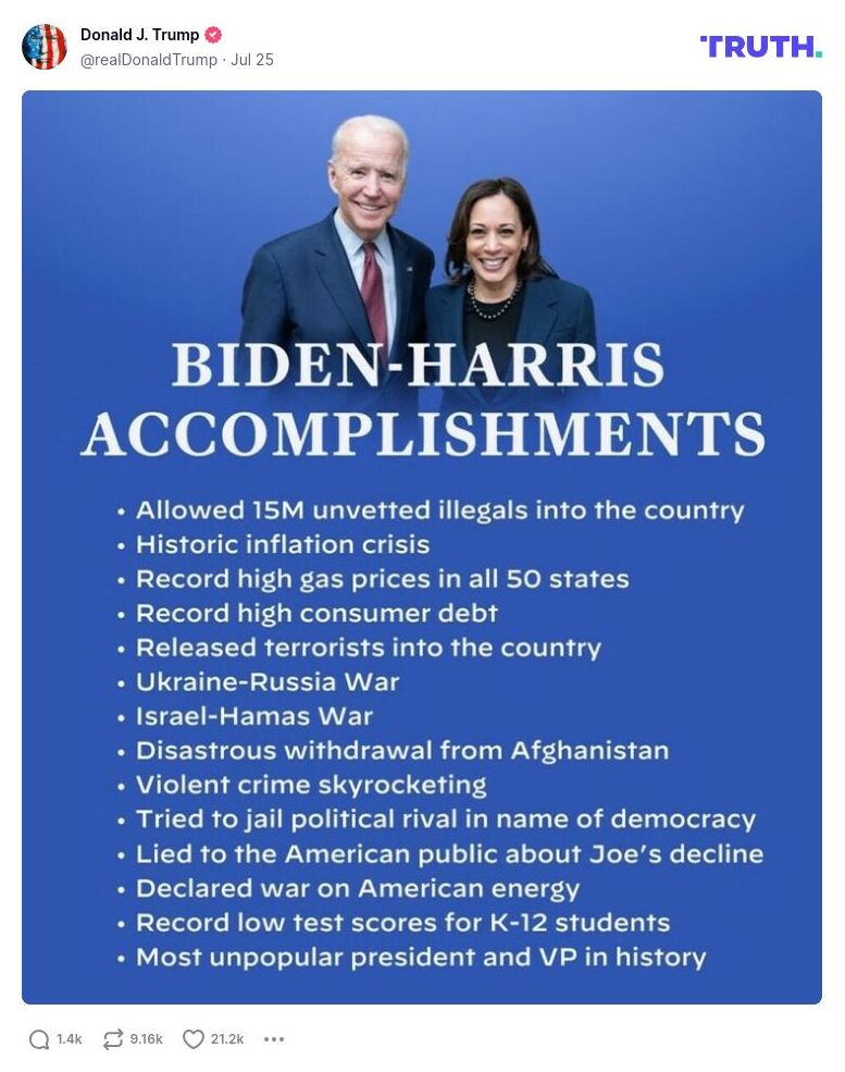 Post image from Donald Trump