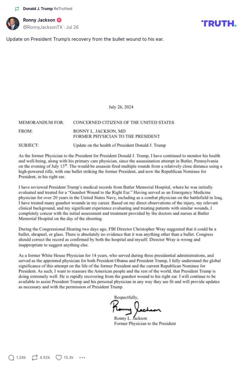 Post image from Donald Trump