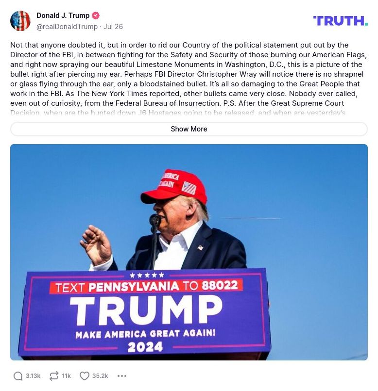 Post image from Donald Trump