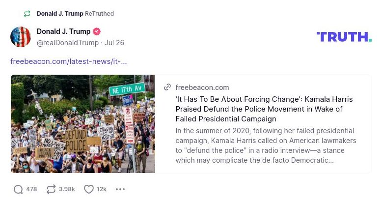 Post image from Donald Trump