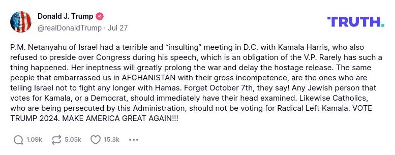 Post preview from Donald Trump