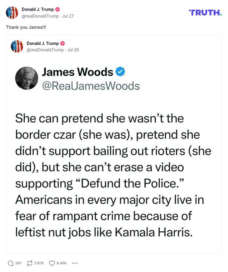 Post image from Donald Trump