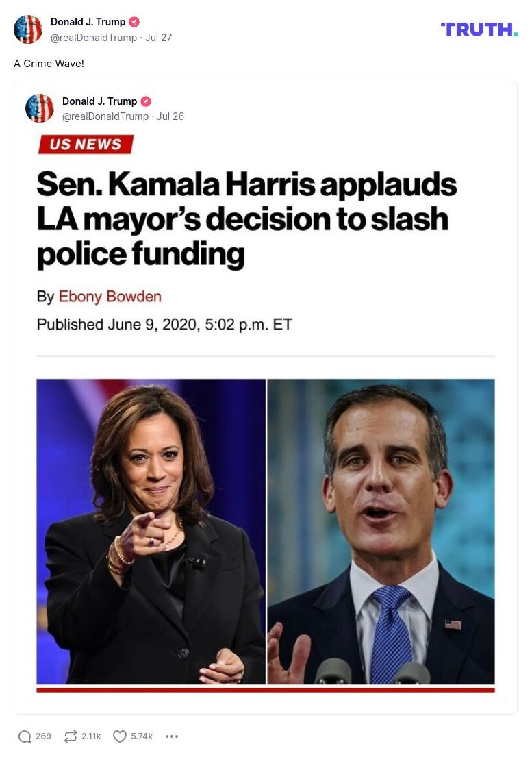 Post image from Donald Trump