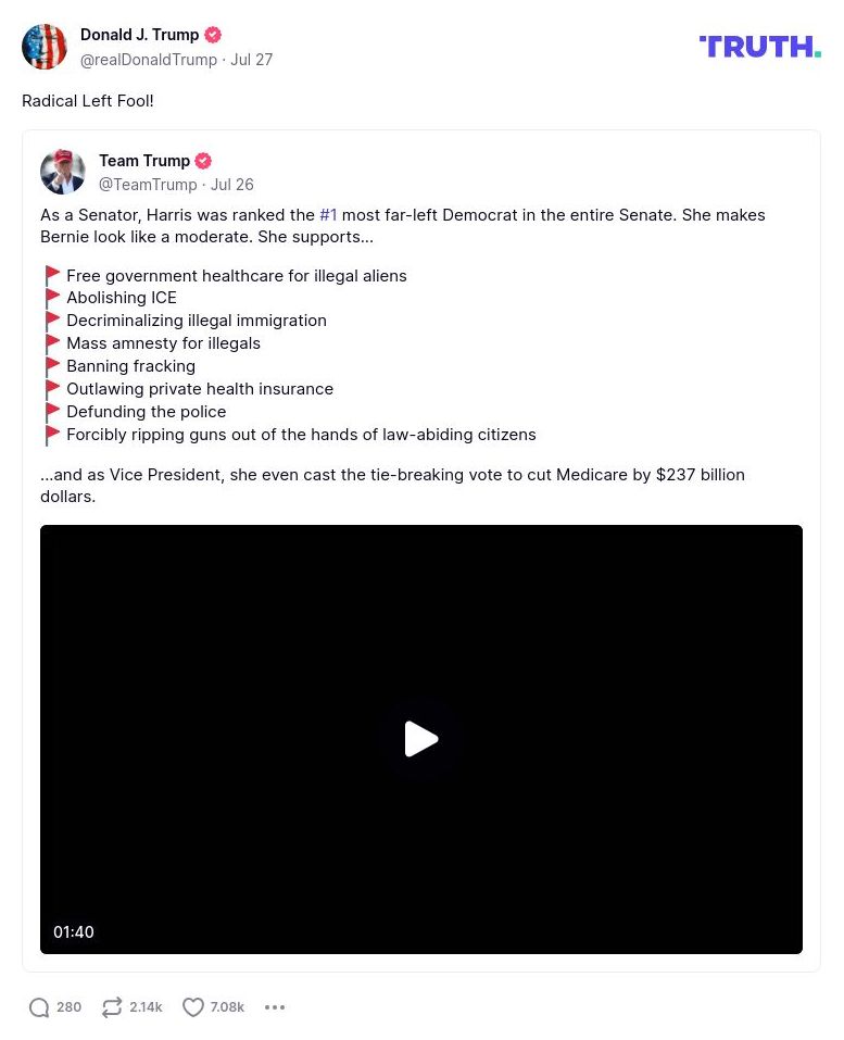 Post image from Donald Trump