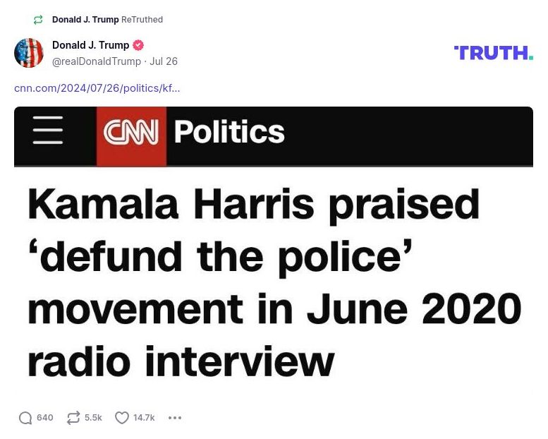 Post preview from Donald Trump