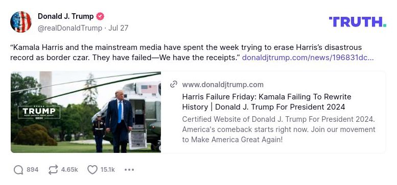 Post image from Donald Trump