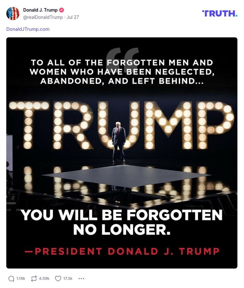 Post image from Donald Trump