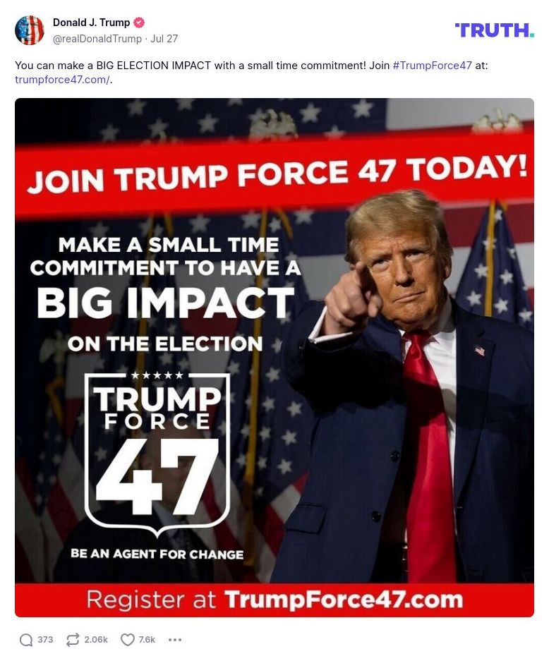 Post image from Donald Trump