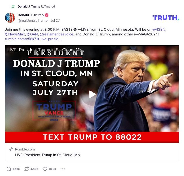 Post image from Donald Trump