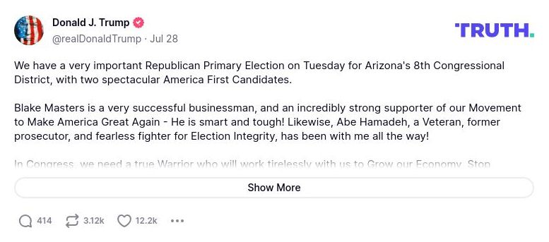 Post preview from Donald Trump