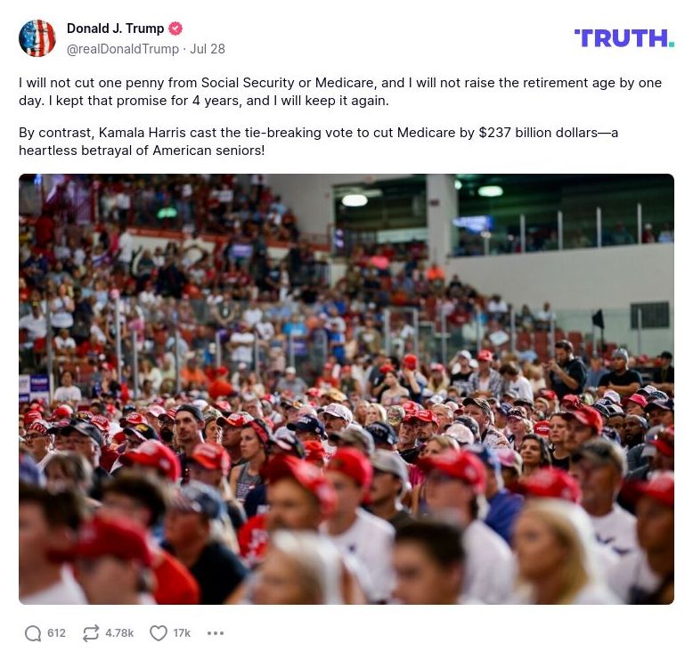 Post image from Donald Trump