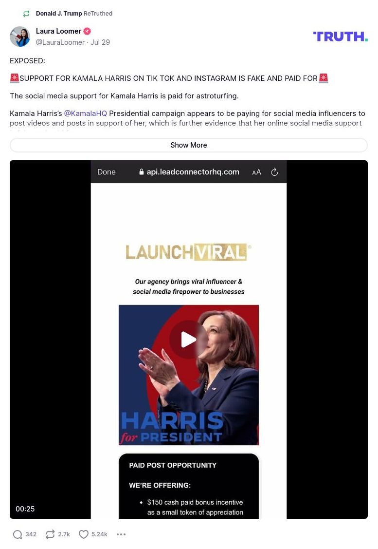 Post image from Donald Trump