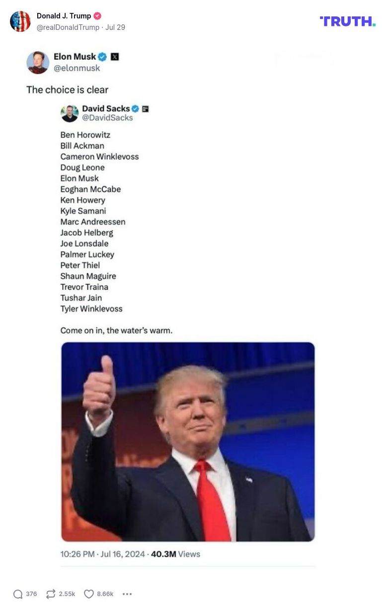 Post image from Donald Trump