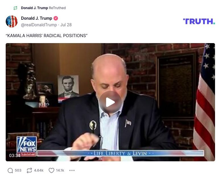 Post image from Donald Trump