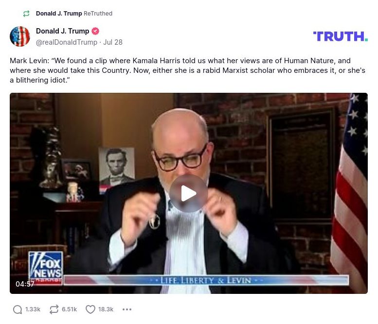 Post image from Donald Trump