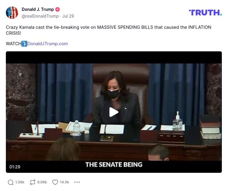 Post preview from Donald Trump