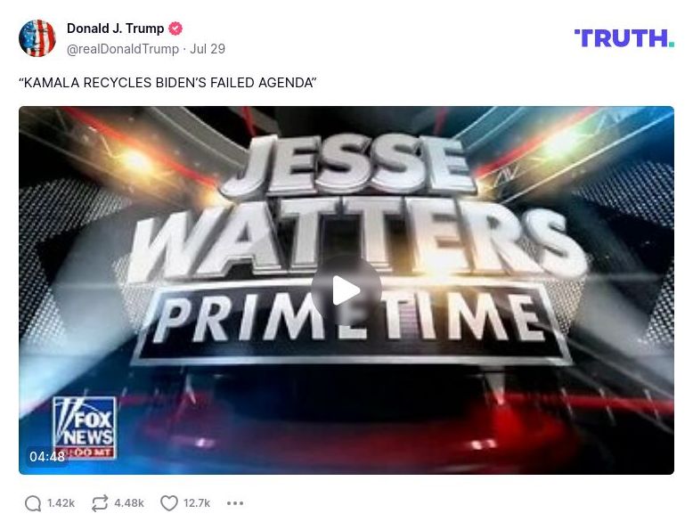 Post preview from Donald Trump