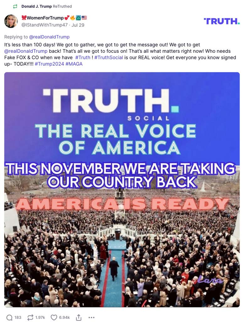 Post image from Donald Trump