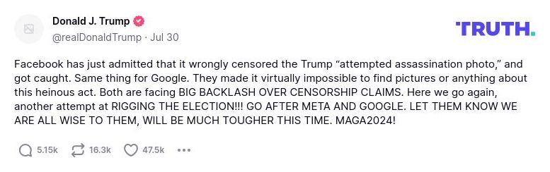 Post image from Donald Trump