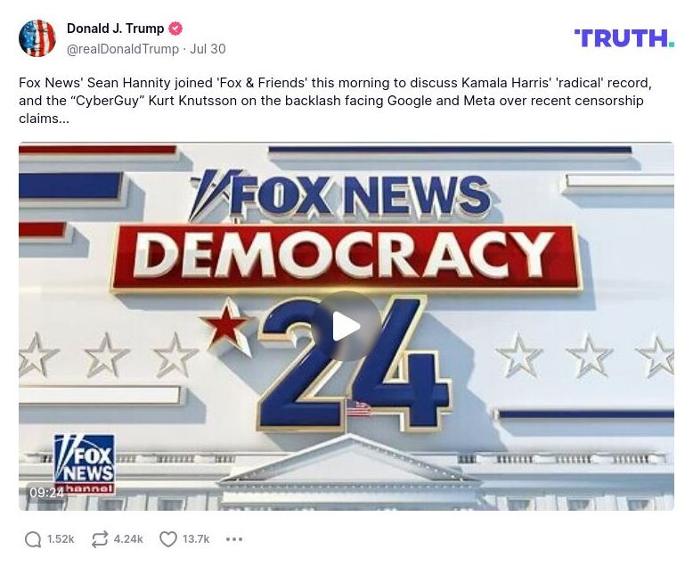 Post image from Donald Trump