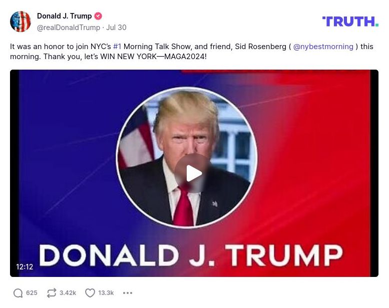 Post image from Donald Trump