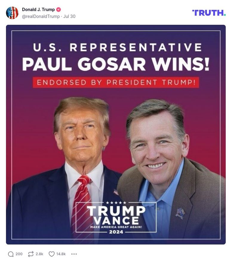 Post image from Donald Trump