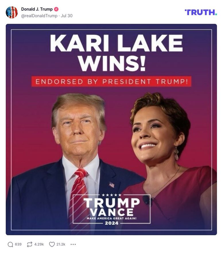 Post image from Donald Trump