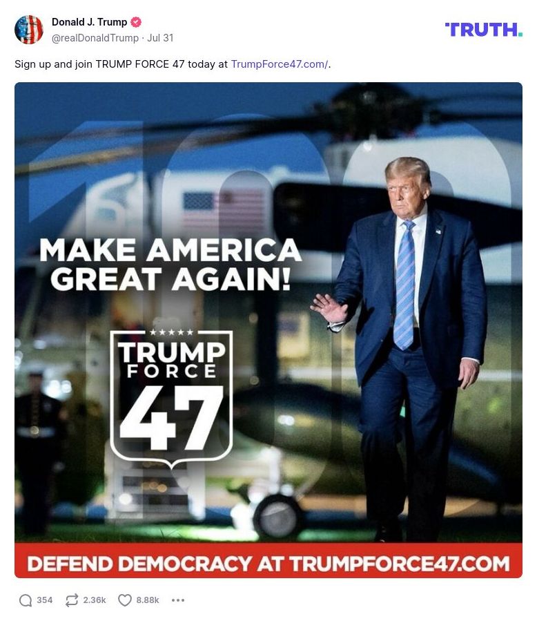 Post image from Donald Trump