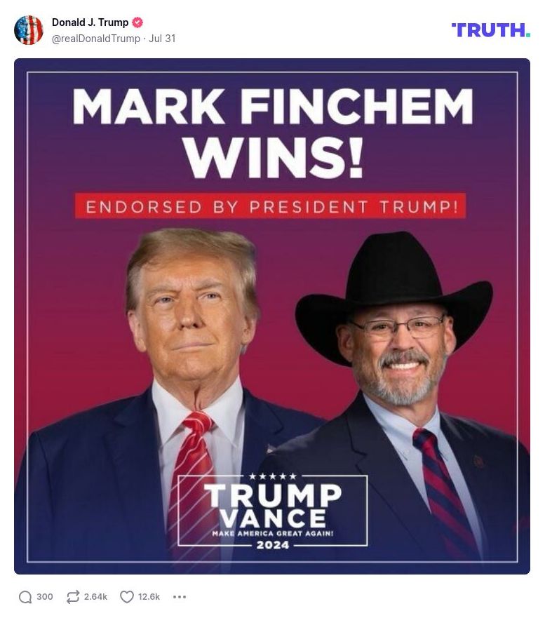 Post image from Donald Trump