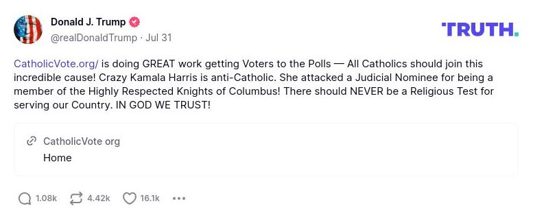 Post image from Donald Trump