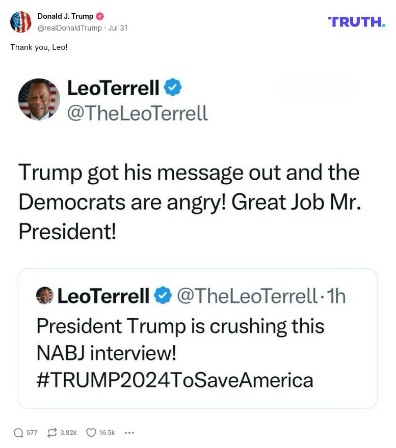 Post image from Donald Trump