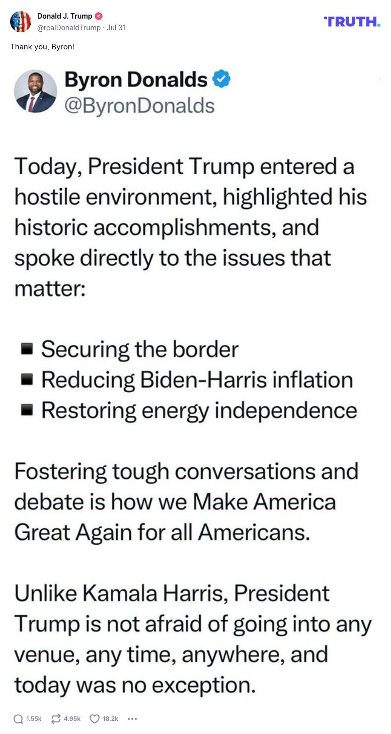 Post image from Donald Trump