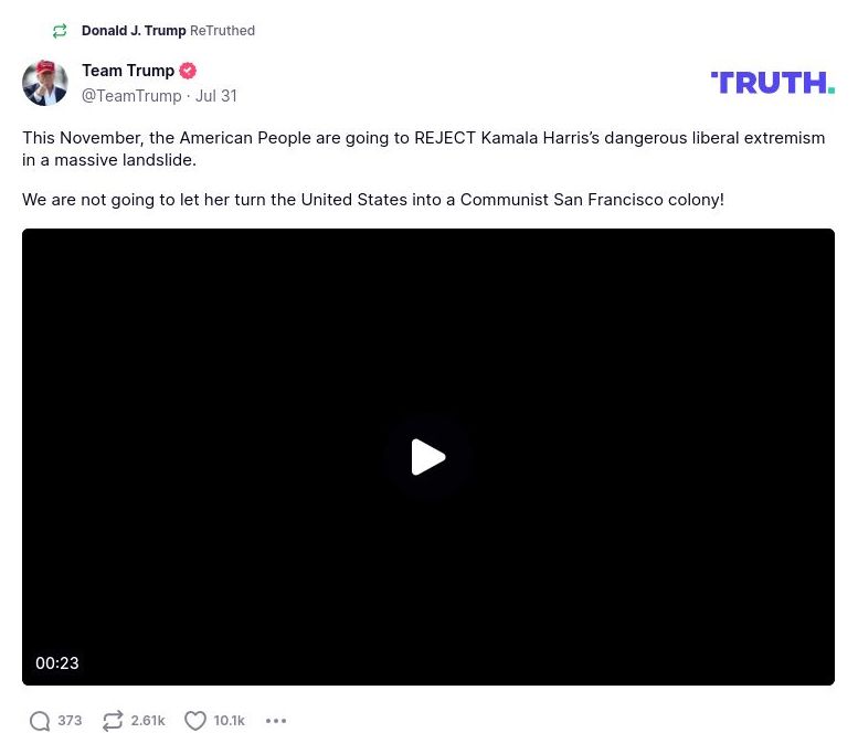 Post image from Donald Trump