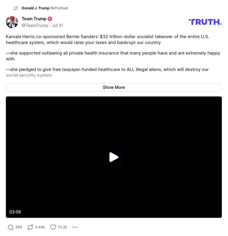 Post image from Donald Trump