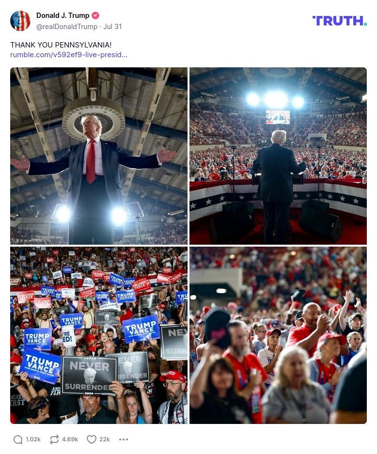 Post image from Donald Trump