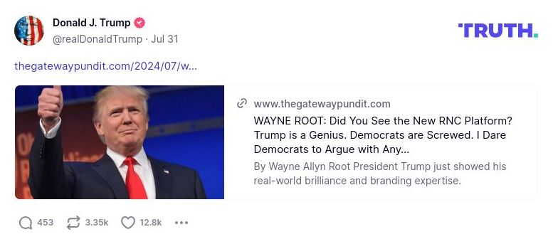 Post image from Donald Trump