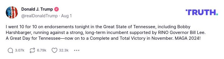 Post image from Donald Trump