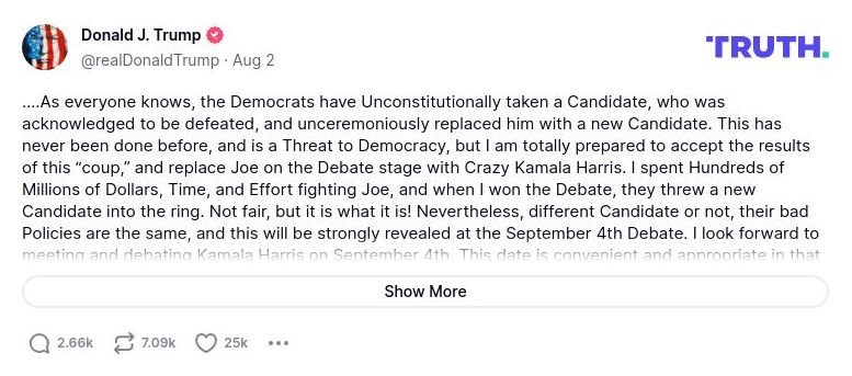 Post image from Donald Trump