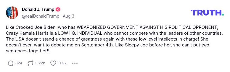 Post preview from Donald Trump