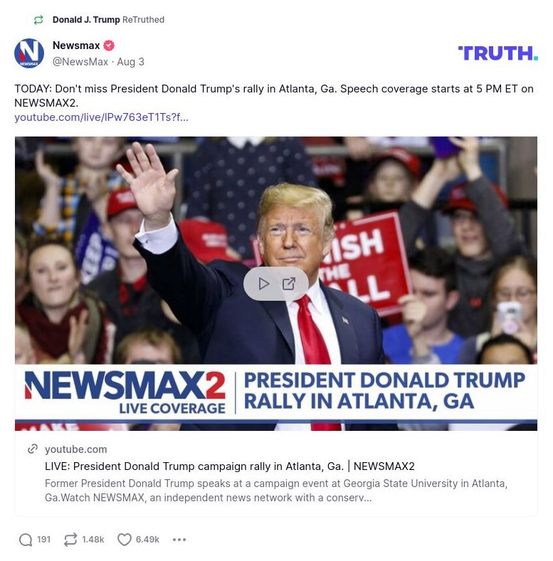 Post image from Donald Trump