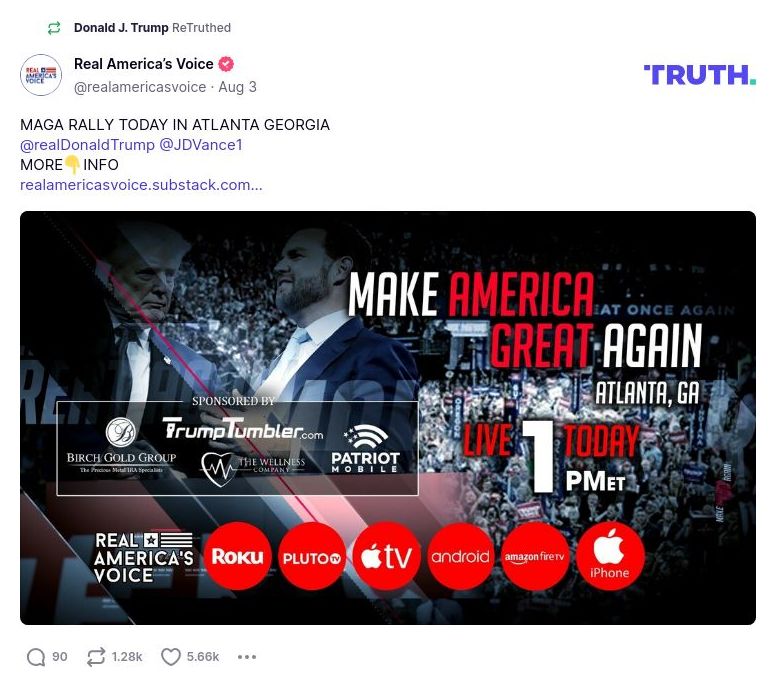 Post image from Donald Trump