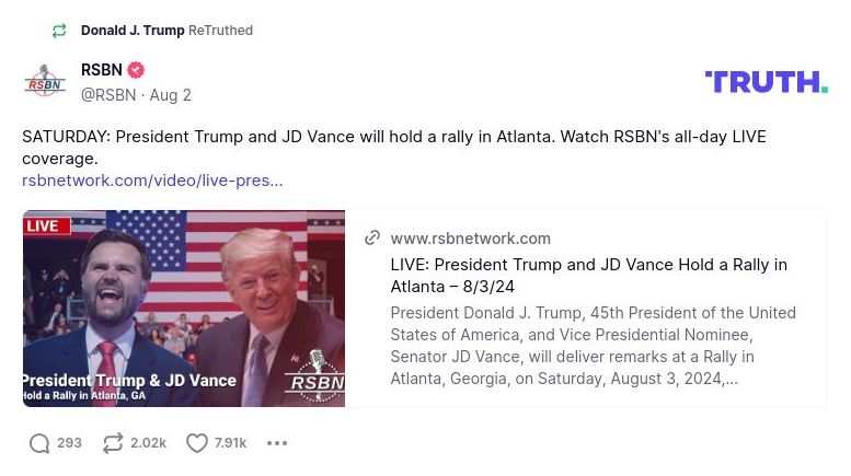 Post image from Donald Trump