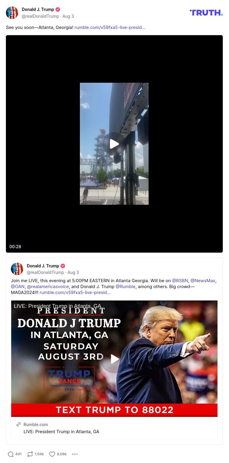 Post image from Donald Trump