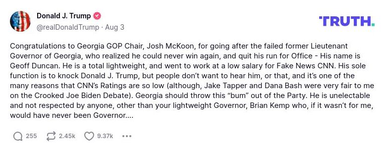 Post preview from Donald Trump