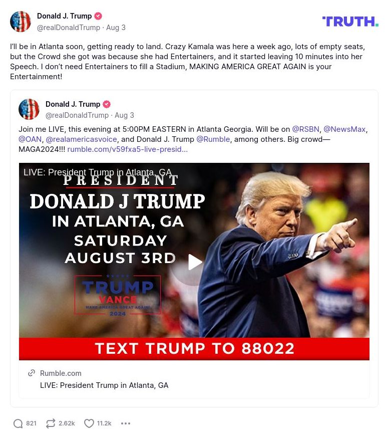 Post image from Donald Trump