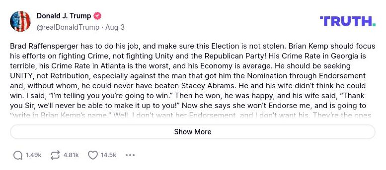 Post image from Donald Trump